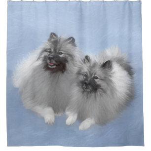 Cortina Para Box Keeshond Pair de Kees pintando Arte Animal Origina