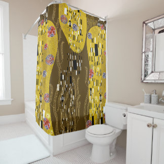 Cortina Para Box Klimt Inspirou Dourada Arte Nouveau O Beijo