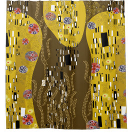 Cortina Para Box Klimt Inspirou Dourada Arte Nouveau O Beijo