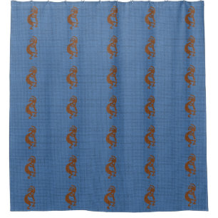 Cortina Para Box Kokopelli com o mosaico Brown azul do teste padrã