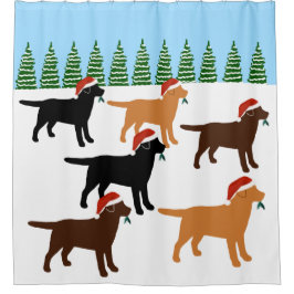 Cortina Para Box Labradores Papais noeis de Natal Cortina de Chá Sn