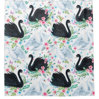 Cortina Para Box Laca de cisne branca e preta, de cor aquosa, sem c