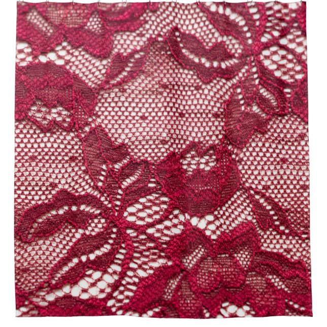 Cortina Para Box Lace vermelho: têxtil de gaquard elástica. (Frente)