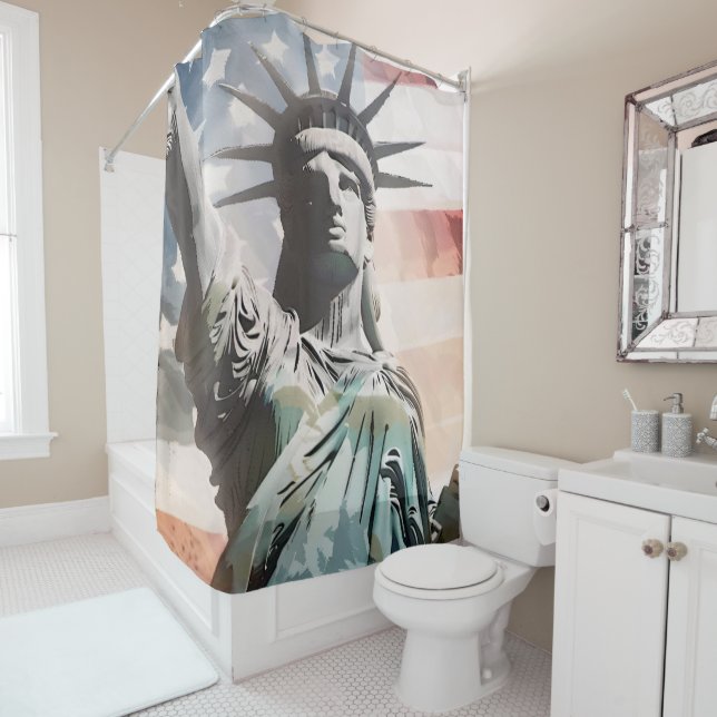 Cortina Para Box Lady Liberty e a bandeira americana (In Situ)