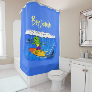 Cortina Para Box Lagarto espinhoso surfando cartoon