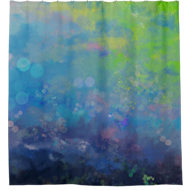 Cortina Para Box lagoa de lírio abstrato impressionista (Frente)