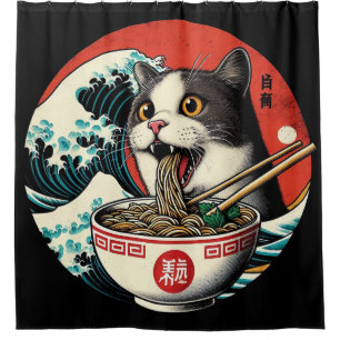 Cortina Para Box Lamen de Gato Arte Japonesa Estilo Vintage