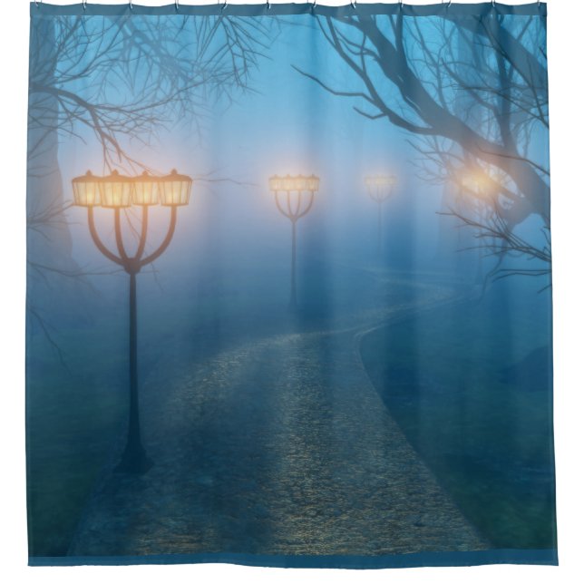 Cortina Para Box Lanterns in the Fog Shower Curtain (Frente)