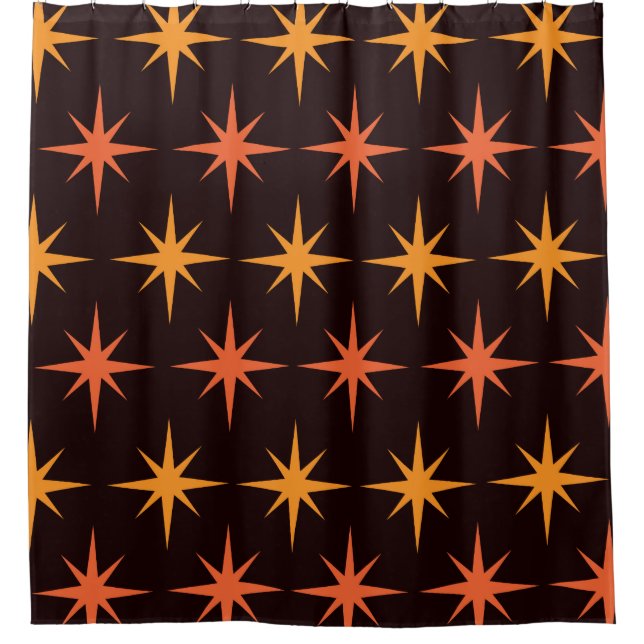 Cortina Para Box Laranja e Âmbar Starburst Meados do Século Moderno (Frente)