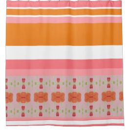 Cortina Para Box Laranja e Rosa Moderno