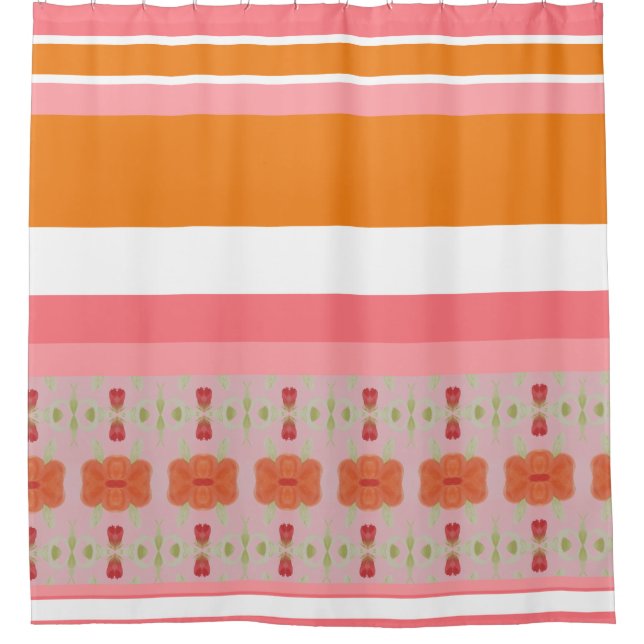 Cortina Para Box Laranja e Rosa Moderno (Frente)