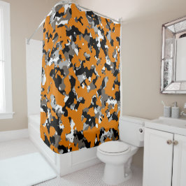 Cortina Para Box Laranja Preto Cinza Bege Camuflagem Estampa Camo
