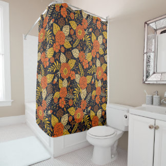 Cortina Para Box Laranja retrorreflector, Amarelo e Marinho Floral 