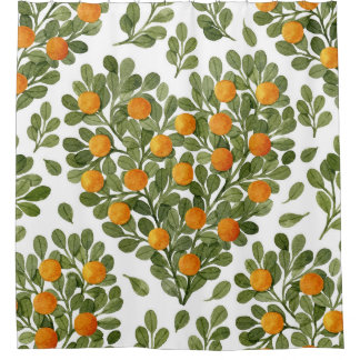Cortina Para Box Laranjas do Coração: Verdes Branches Amor.