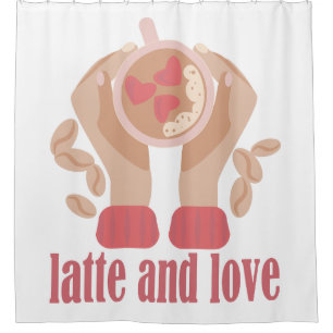 Cortina Para Box Latite e xícara de amor, mãos e café
