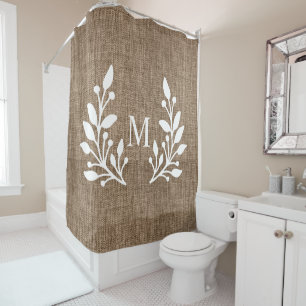 Cortina Para Box Laurels Rustic Farmhouse Burlap Monogramados
