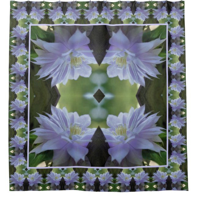 Cortina Para Box Lavanda Clematis Flower Nestampada Em Trellis (Frente)