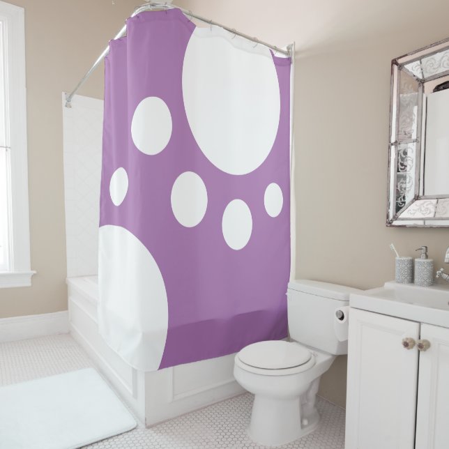 Cortina Para Box Lavanda: Pontos Modernos em Branco (In Situ)