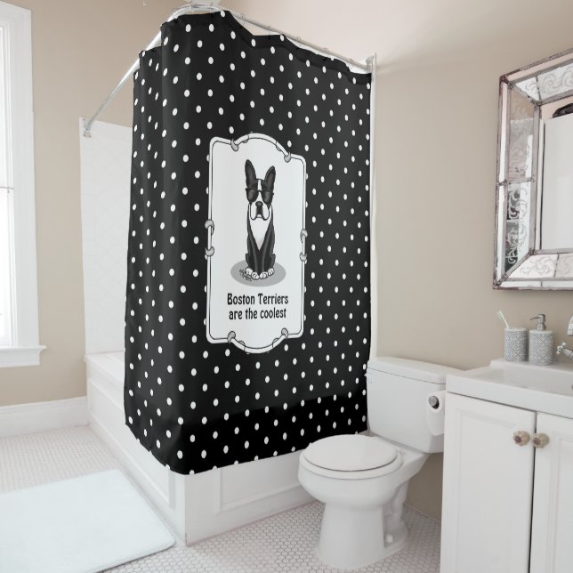 Cortina Para Box Legal Boston Terrier com óculos escuros (preto) (In Situ)