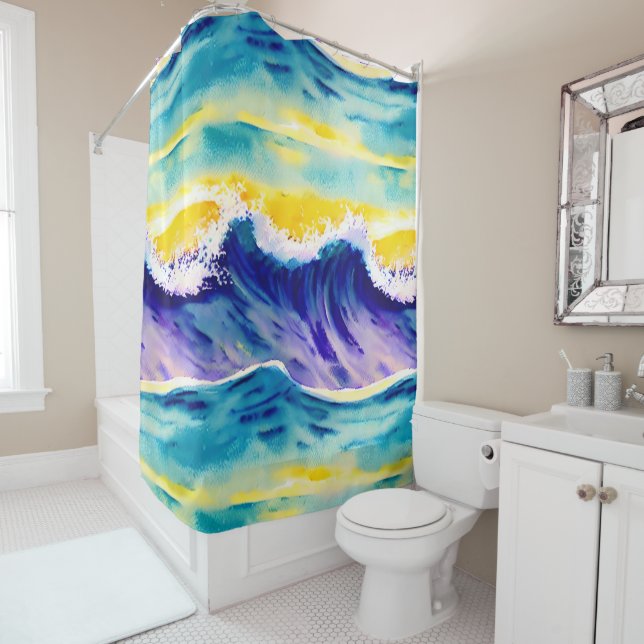 Cortina Para Box Leitura elegante de pintura a aquarela moderna no  (In Situ)