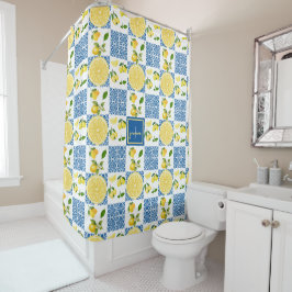 Cortina Para Box Lemon Monogram Name French Country Tile Pattern