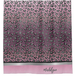 Cortina Para Box Leopardo brilhante impresso a rosa quente