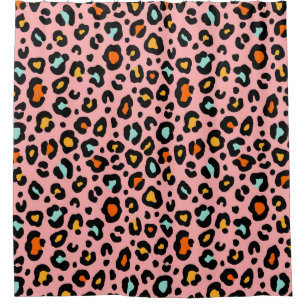 Cortina Para Box Leopardo Colorido: Padrão de Vintagem de Moda