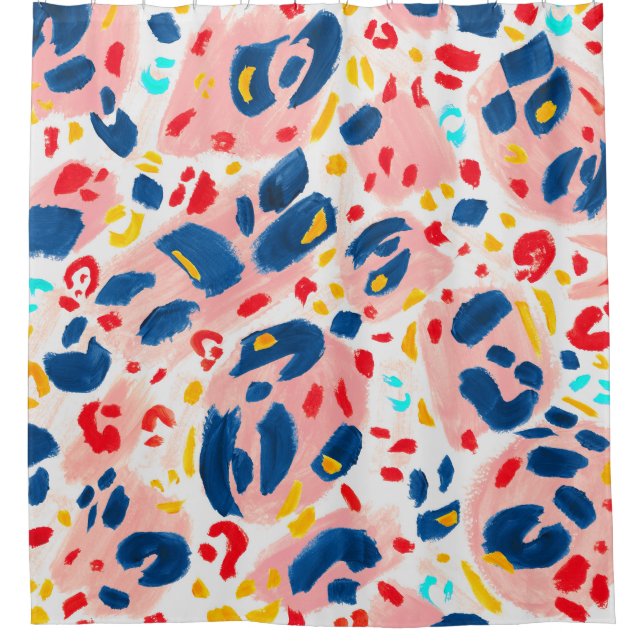 Cortina Para Box Leopardo: cor d'água pintada à mão. (Frente)