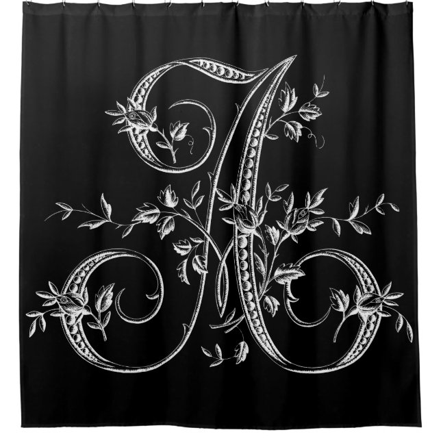 Cortina Para Box Letra branca monograma a rosebusto francês ventila (Frente)