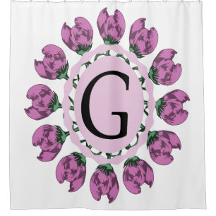 Cortina Para Box Letra maiúscula G monograma floral