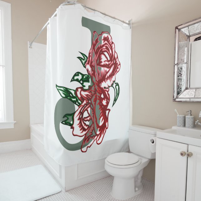 Cortina Para Box Letra maiúscula J monograma floral (In Situ)