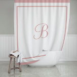 Cortina Para Box Letra Monograma do Script de Borda Rosa Elegante R<br><div class="desc">Adicione elegância clássica ao seu banheiro com esta cortina de chá monograma na moda. Esta sofisticada cortina de chá branco é enquadrada por um design de fronteira em camadas chic do hotel contemporâneo. Personalize a letra do monograma do script com o seu primeiro ou sobrenome inicial. esquema de cor rosa...</div>