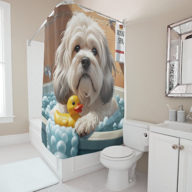 Cortina Para Box Lhasa Apso Desleixado Sonolento Fofo Engraçado  (In Situ)