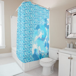 Cortina Para Box Light blue & White Ocean Abstract Art