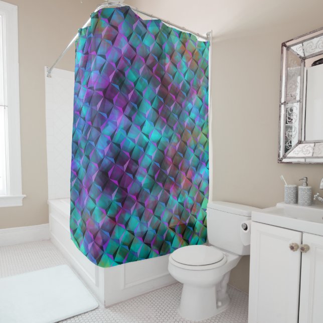 Cortina Para Box Lilac a rosa ou triângulos azuis manchados quadrad (In Situ)