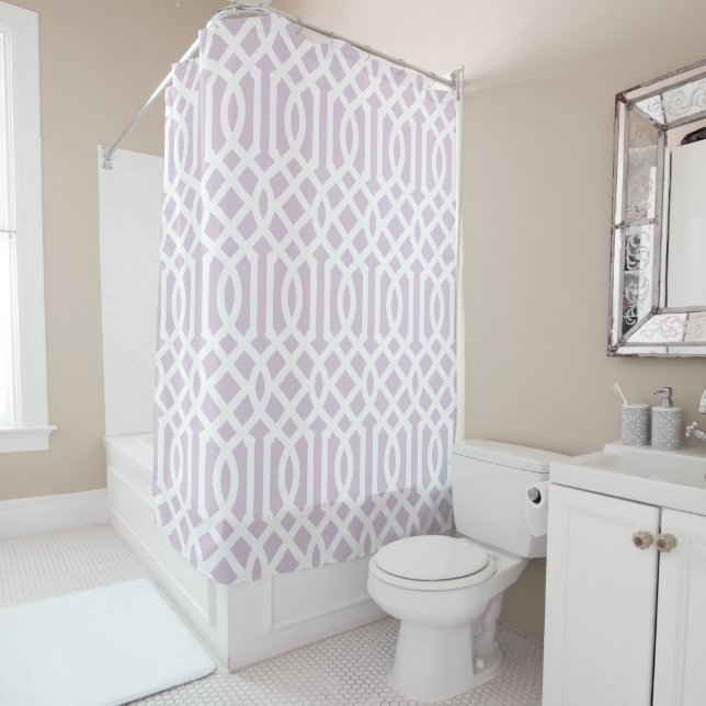 Cortina Para Box Lilac Purple e White Trellis | Cores editáveis (In Situ)