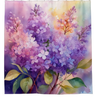 Cortina Para Box Lilases em Aquarela