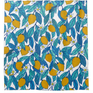 Cortina Para Box Limão Sangrento: Design Floral de Aquarela.