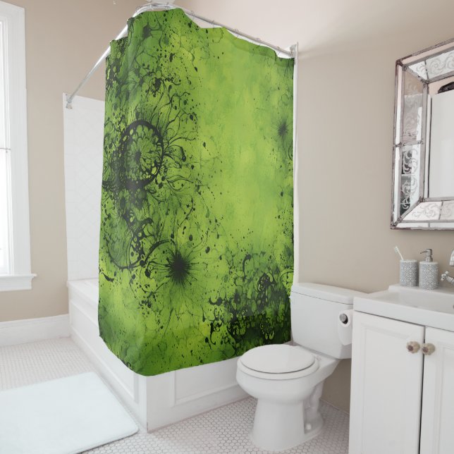 Cortina Para Box Lime Verde Grunge com Acentos Pretos (In Situ)
