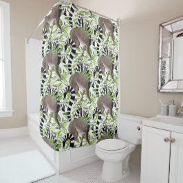 Cortina Para Box Limures-de-coleira-branca no padrão florestal