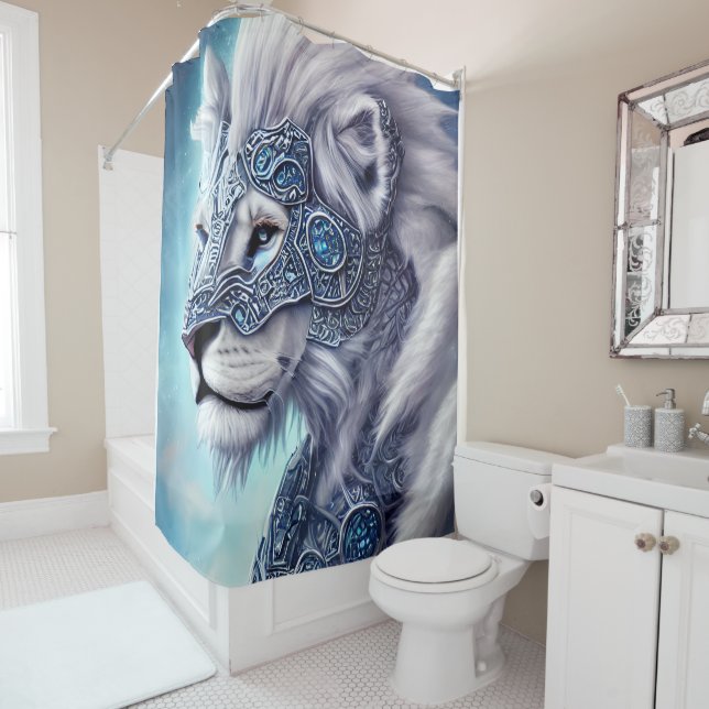 Cortina Para Box Linda Leão do Guerreiro Armado Branco (In Situ)