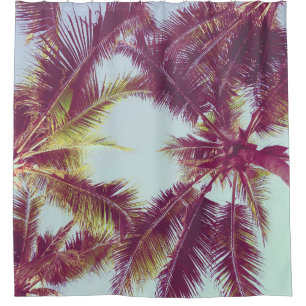 Cortina Para Box Linda palmeira tropical ao redor do mar de praia