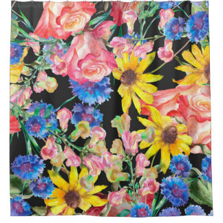 Cortina Para Box Lindas flores de Verão com rosas. Coruja floral