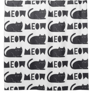 Cortina Para Box lindos padrões de gatos. Ilustração Vintage