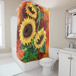 Cortina Para Box Lindos Três Girassóis - Pintura de Arte Maravilh