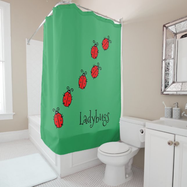Cortina Para Box Line of Ladybugs Shower Curtain (In Situ)