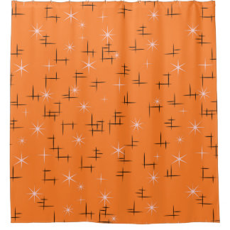 Cortina Para Box Linhas alaranjadas do abstrato do fundo e estrelas