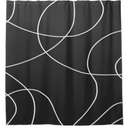 Cortina Para Box Linhas brancas em preto