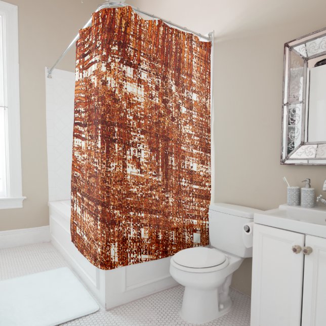 Cortina Para Box Linhas cruzadas e entalhe de quadrados enferrujado (In Situ)