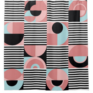 Cortina Para Box Linhas Geométricas, Formas Coloridas Mosaico.